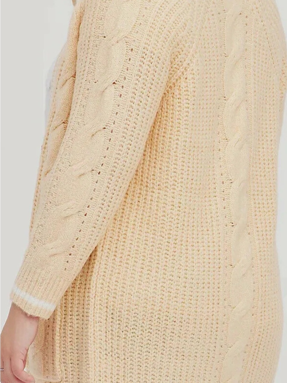 Torrid Raglan Cable Button Front Cardigan Sweater Sand - Picture 5 of 6